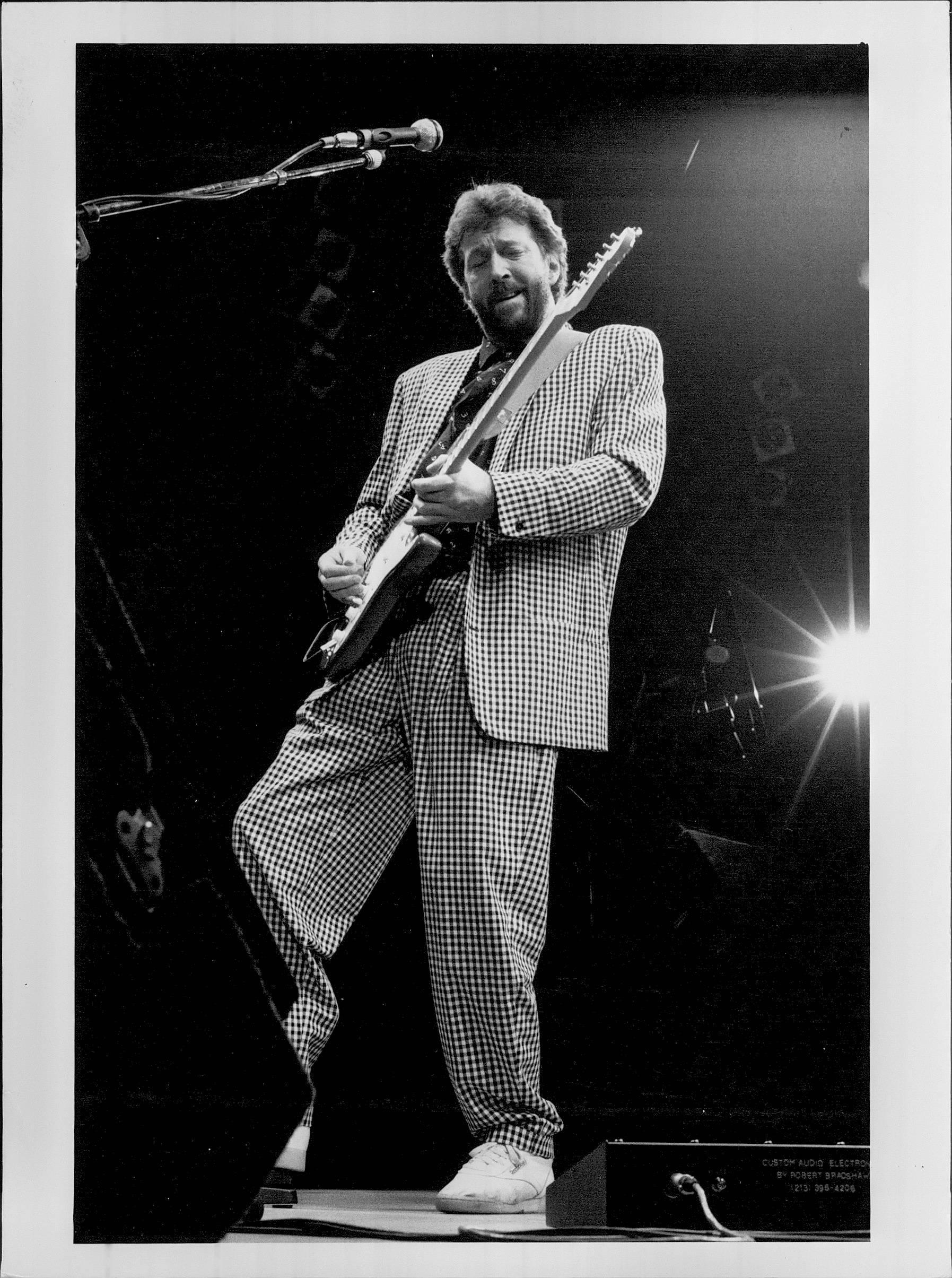 R.J. Capak Black and White Photograph - Eric Clapton Rocking Out on Stage Vintage Original Photograph