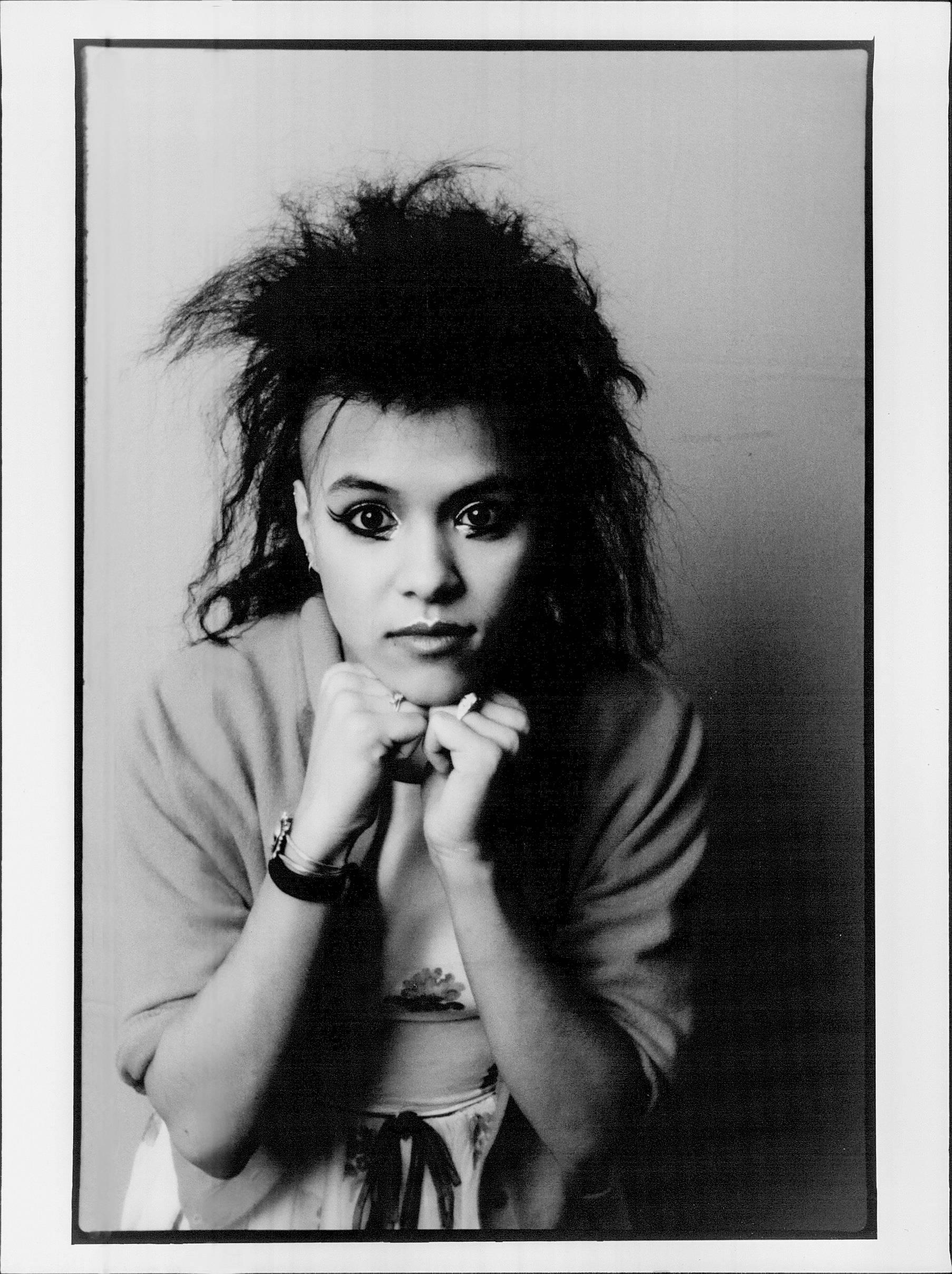Unknown Black and White Photograph - Annabella Lwin Chin in Hands Vintage Original Photograph