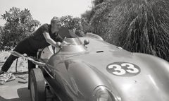 Steve McQueen on the Side of His Porsche Fine Art Print