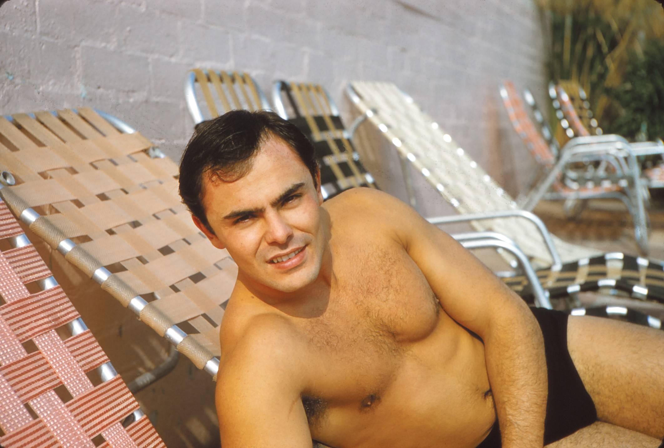Unknown Color Photograph - John Saxon Shirtless by the Pool Fine Art Print