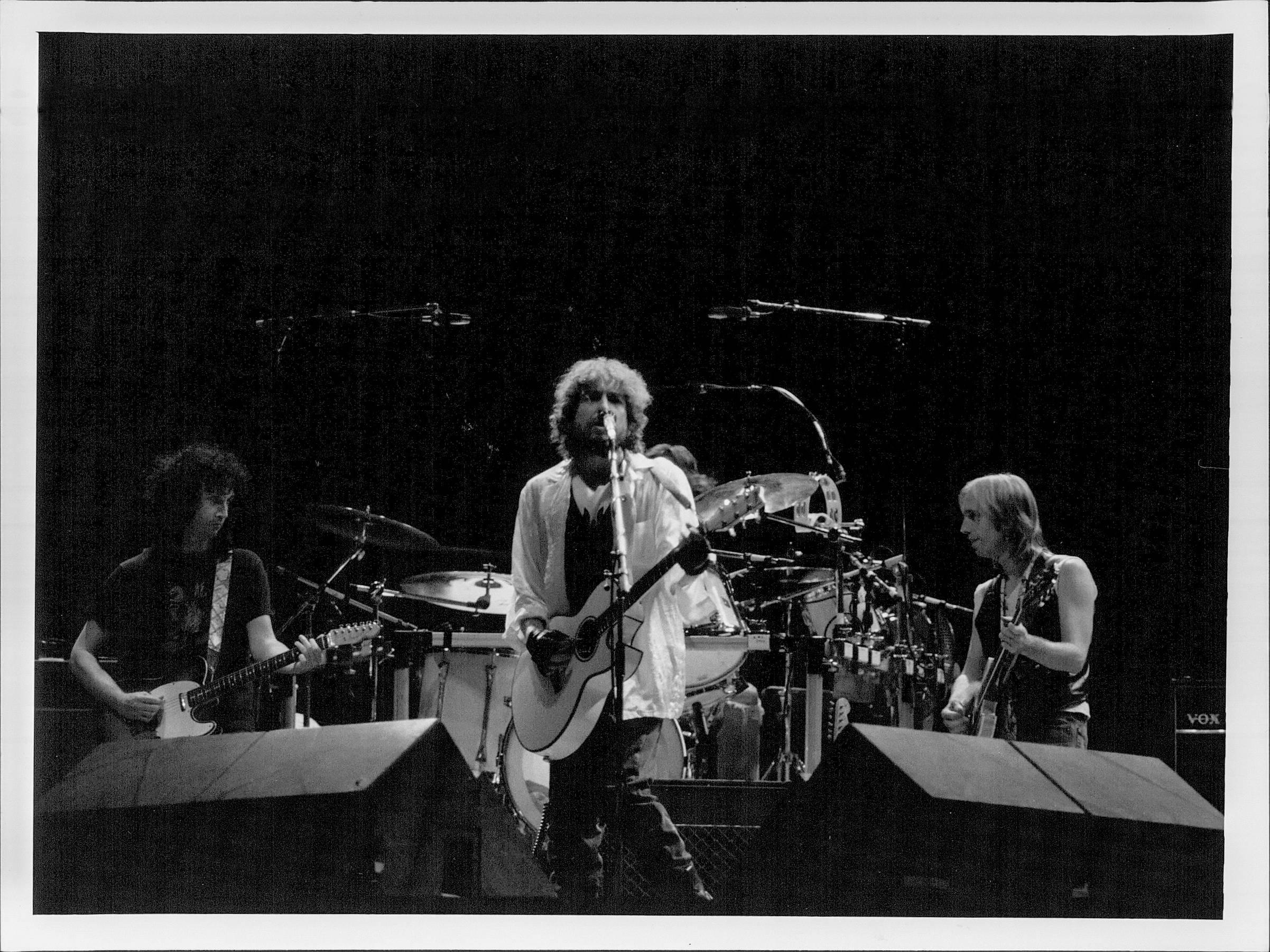 Frank Griffin Black and White Photograph - Bob Dylan and Tom Petty, True Confessions Tour Vintage Original Photograph