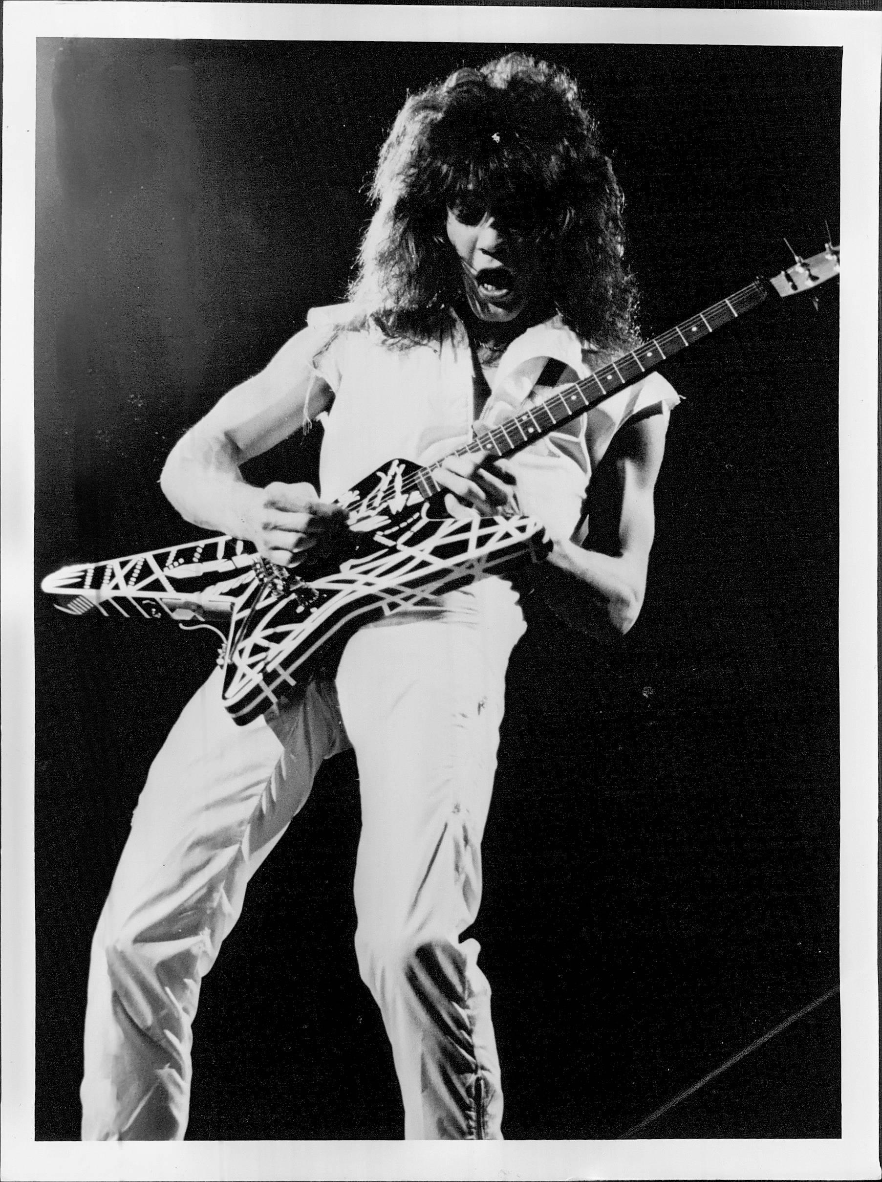 Unknown Portrait Photograph - Eddie Van Halen Shredding on Guitar Vintage Original Photograph