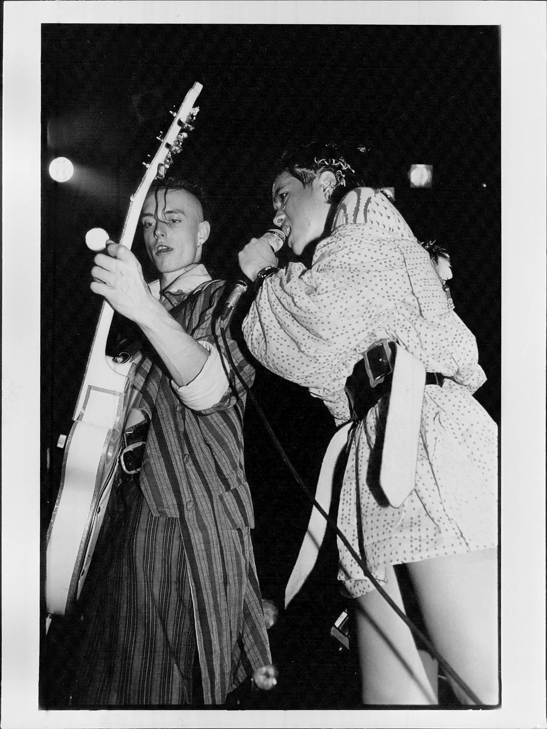 Steve Rapport Black and White Photograph - Bow Wow Wow Rocking Out on Stage Vintage Original Photograph