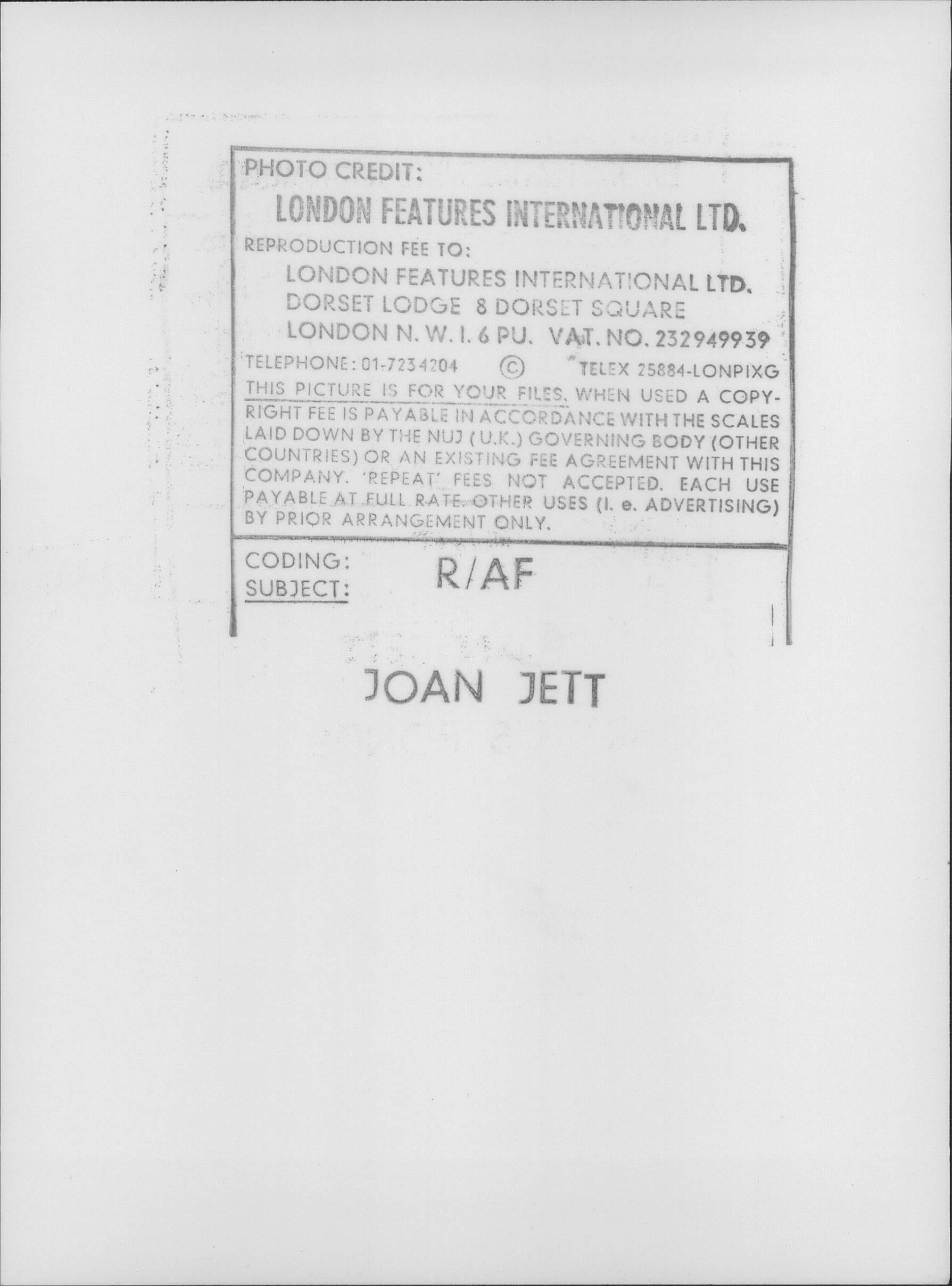 Joan Jett Hands Up Vintage Original Photograph - Black Portrait Photograph by Unknown