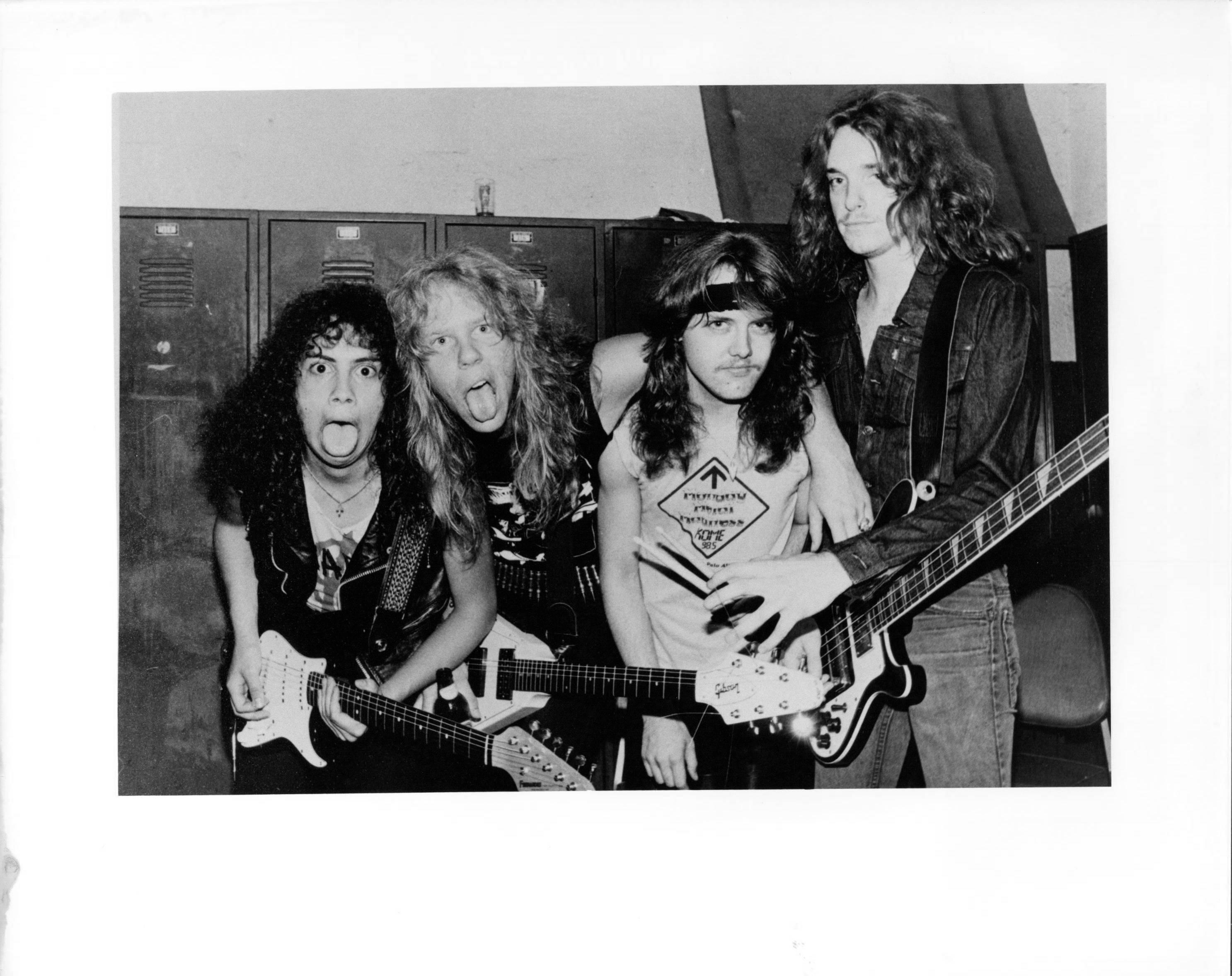 Robin Kaplan Black and White Photograph - Young Metallica with Tongues Out Vintage Original Photograph