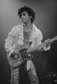 Vintage Prince Playing Guitar on Stage Fine Art Print