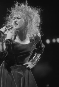 Cyndi Lauper Singing on Stage, Hair Blown Back Fine Art Print
