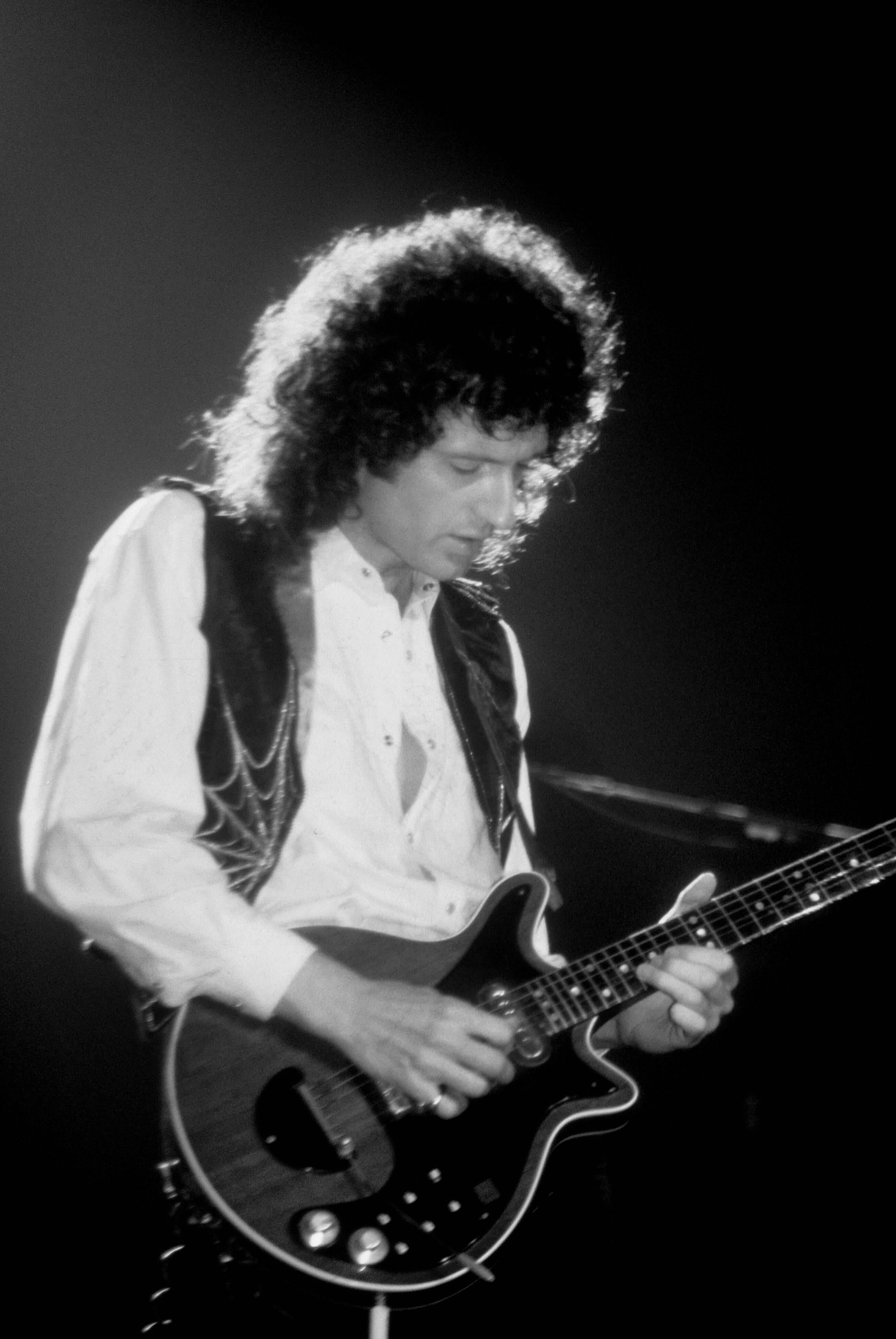David Plastik Black and White Photograph - Brian May of Queen Playing Guitar Fine Art Print