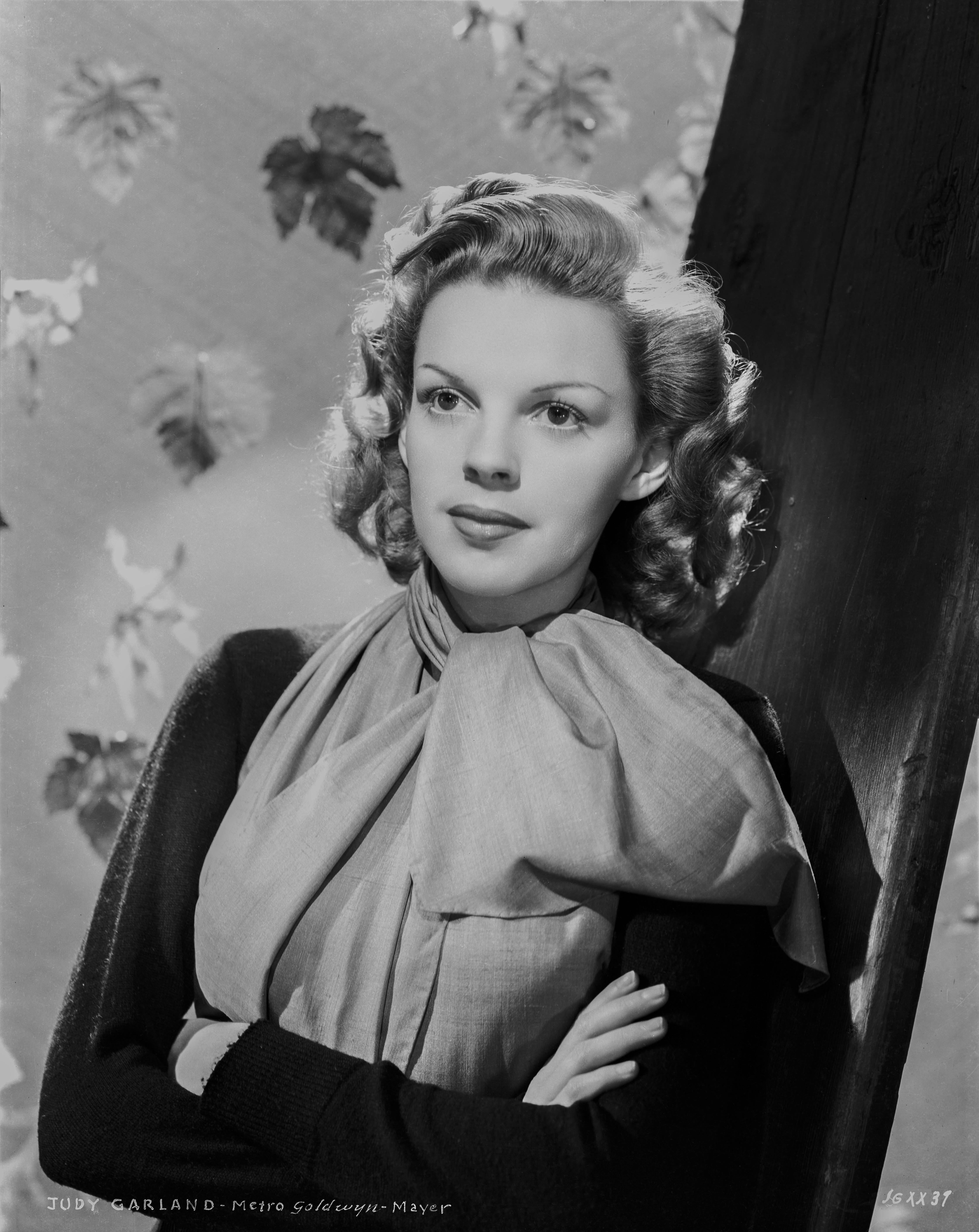 Clarence Sinclair Bull Black and White Photograph - Judy Garland Glamour Studio Portrait With Leaves Fine Art Print