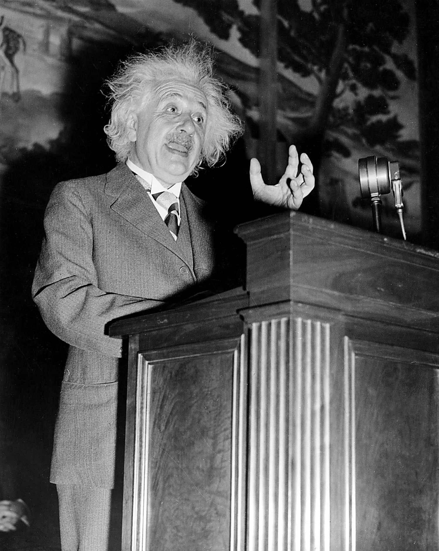 Unknown Black and White Photograph - Dr. Albert Einstein Lectures Fine Art Print