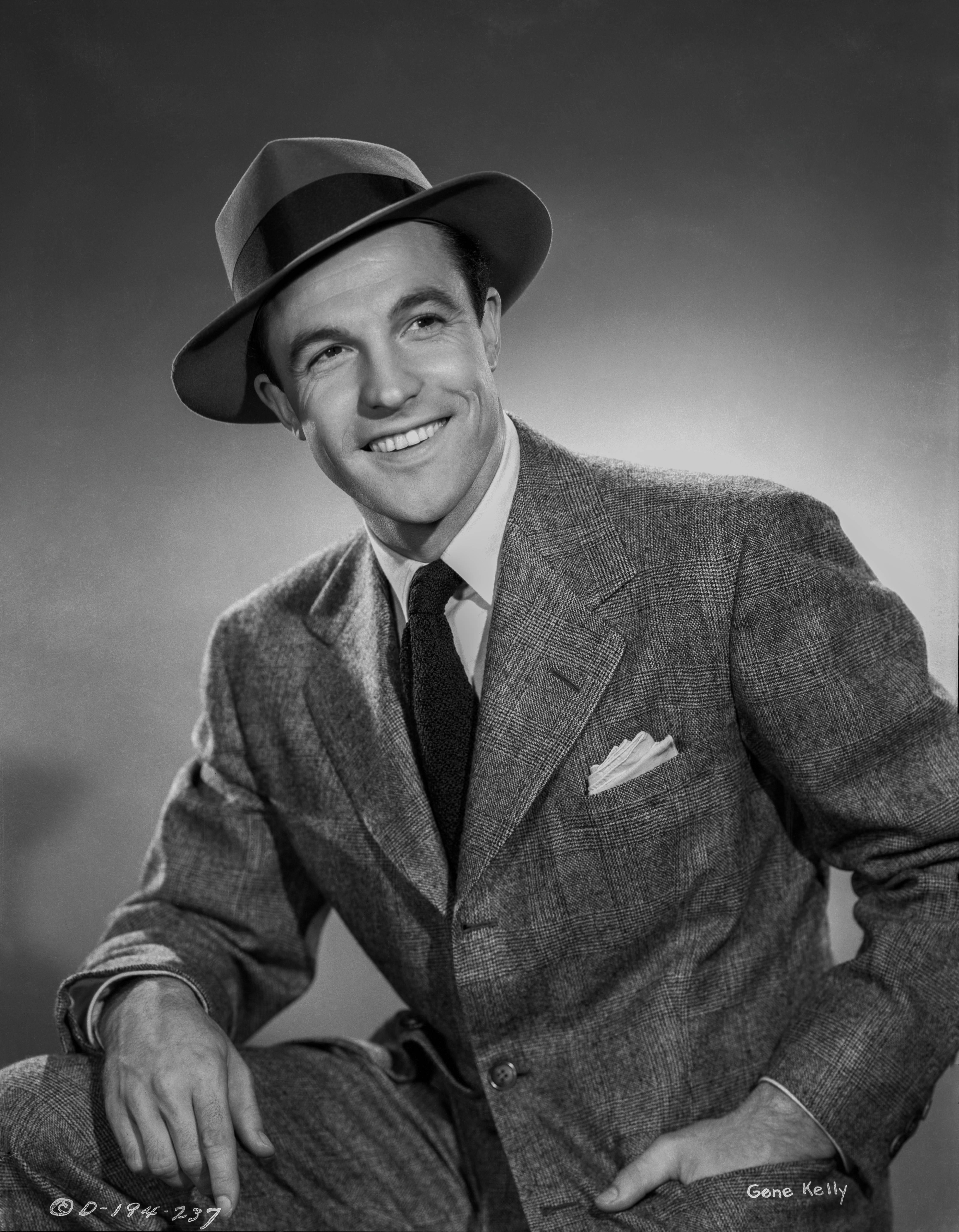 George Hurrell Black and White Photograph – Gene Kelly Smiling Classic Studio Portrait Fine Art Print