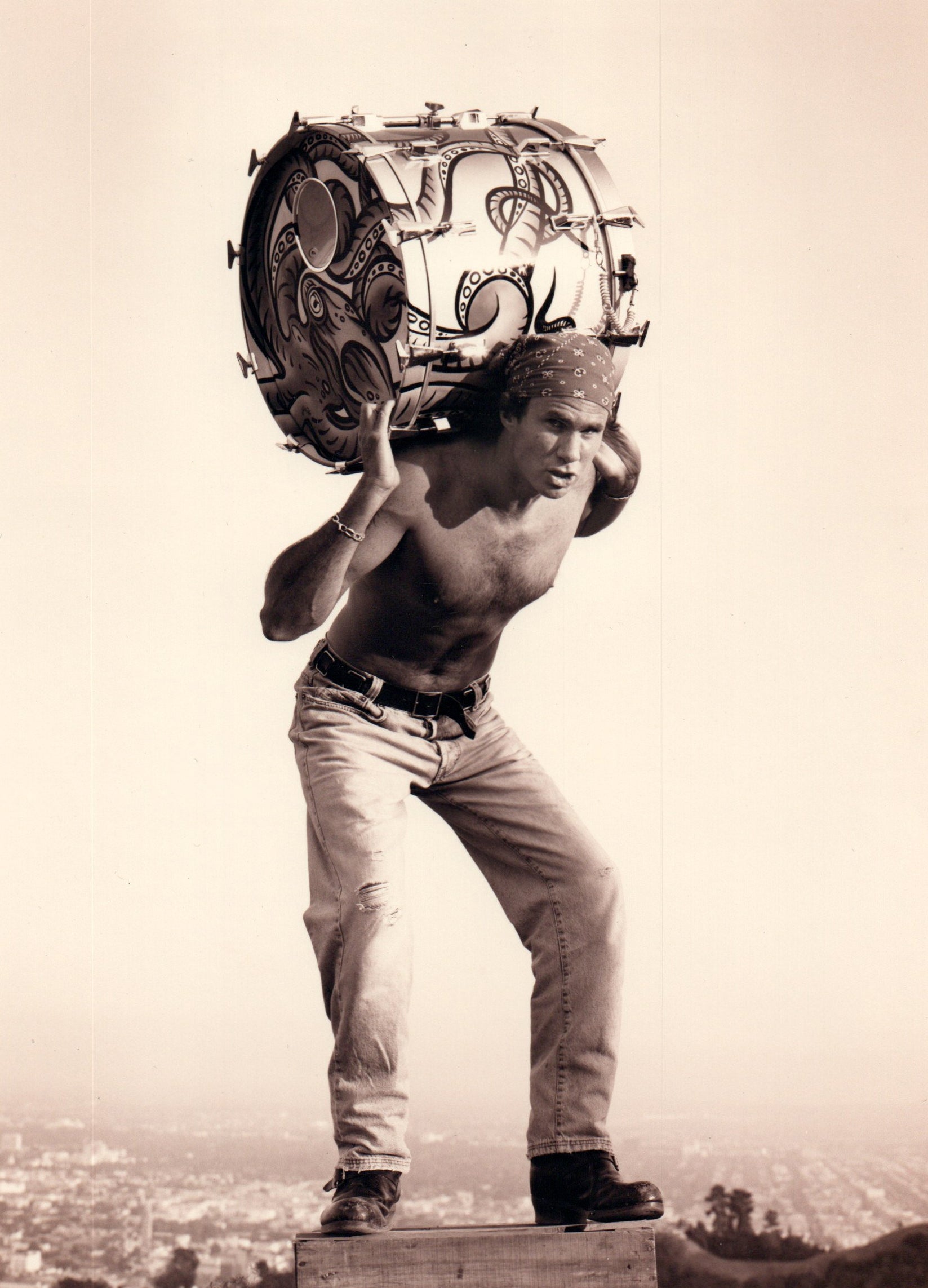 Chad Smith Red Hot Chili Peppers Carrying Drum Vintage Original Photograph