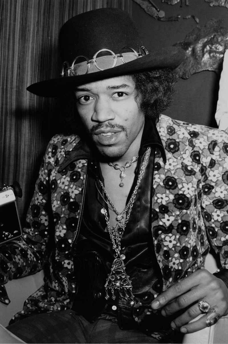 Jay Thompson Portrait Photograph - Jimi Hendrix at a Press Conference Fine Art Print