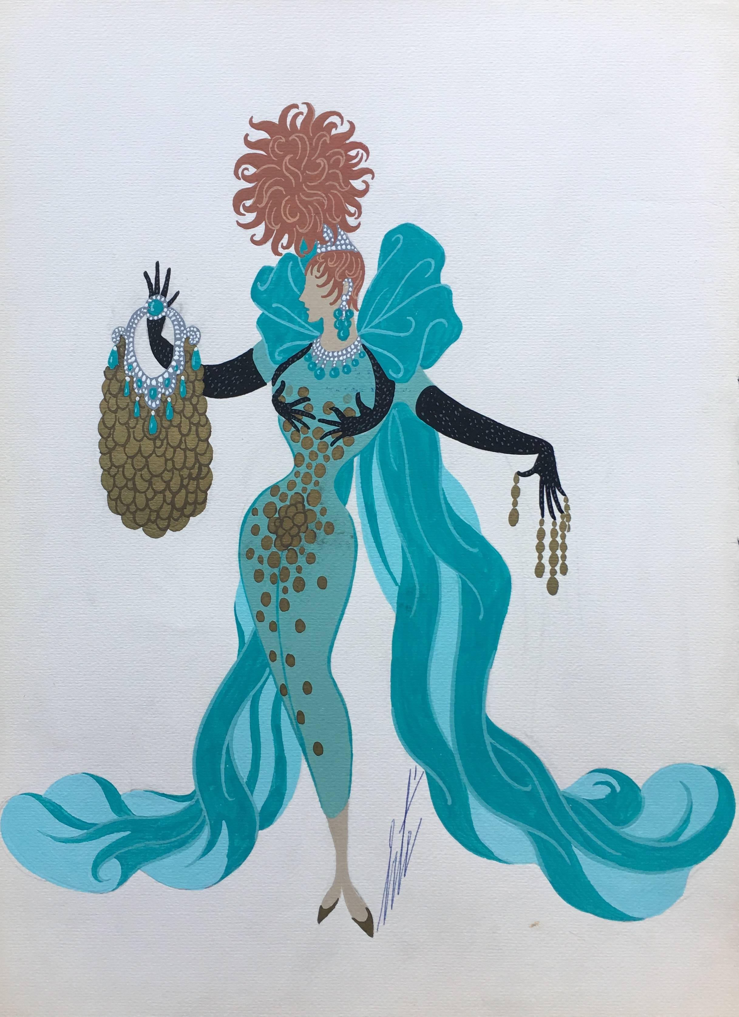 Erté Figurative Painting - Jeu d'enfer, mannequin