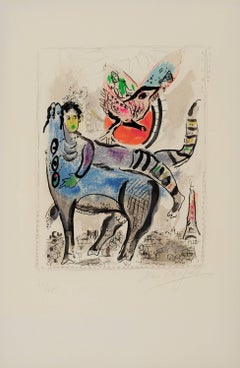 Marc Chagall, "The Blue Cow", original lithograph, signed