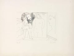 Pablo Picasso, "Sculpteur modelant da Le Chef-d'Euvre Inconnu", acquaforte