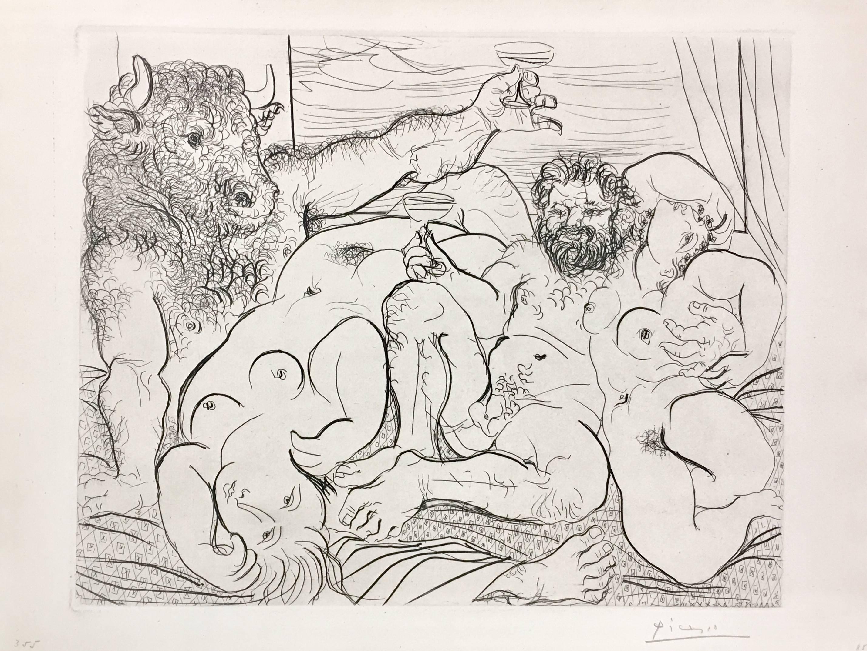 Pablo Picasso, "Scène bacchique au Minotaure" from La Suite Vollard, etching 