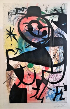 Joan Miro, "Le Pitre Rose", etching, aquatint, hand signed 