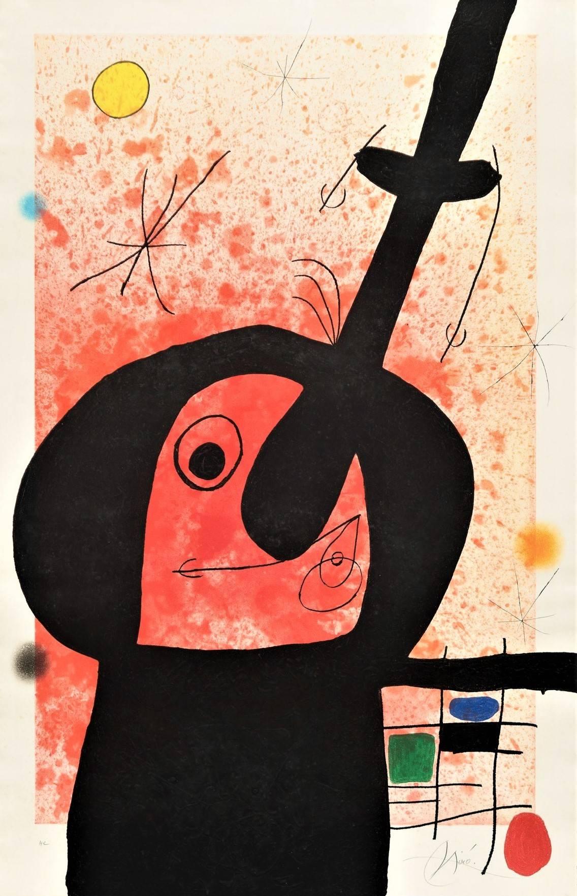 Joan Miró Abstract Print - Joan Miro, "Le Penseur Puissant", etching, hand signed