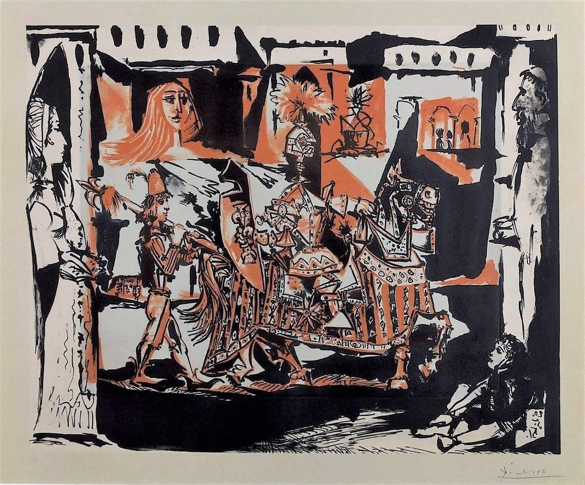 This piece is an original lithograph by Pablo Picasso done in 1951.  It is hand signed and is one of 5 Artist Proofs aside from the edition of 50.  This is an example of the 10th and final state. The sheet measures 26 x 22 inches and the framed