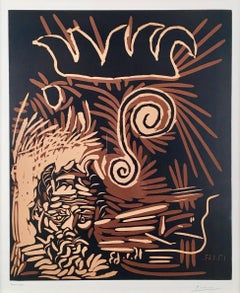 Pablo Picasso, Têtes (Le Vieux Bouffon), linoleum cut