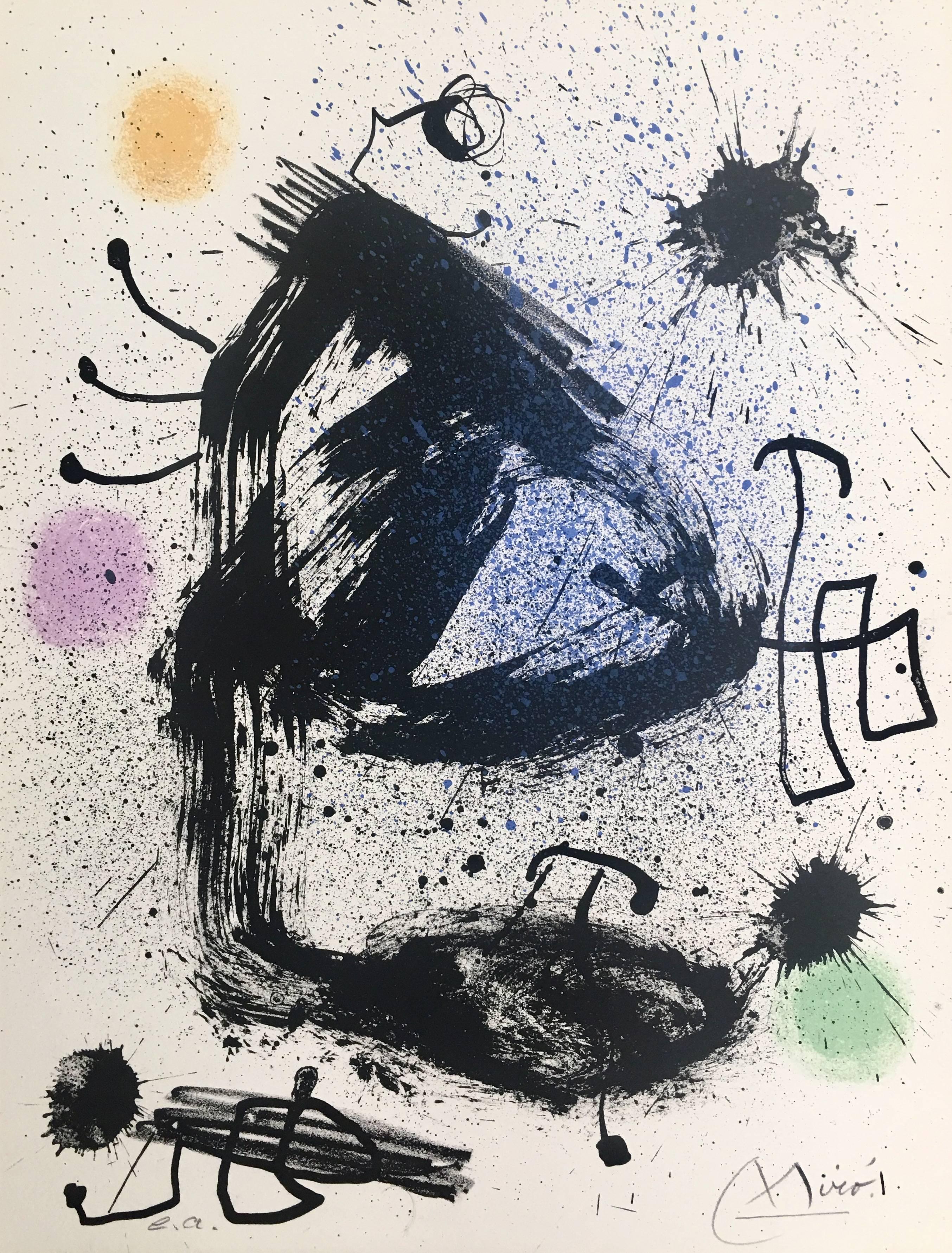 Joan Miró Abstract Print - Joan Miro, Plate 3 from Bouquet de Reves Pour Neila