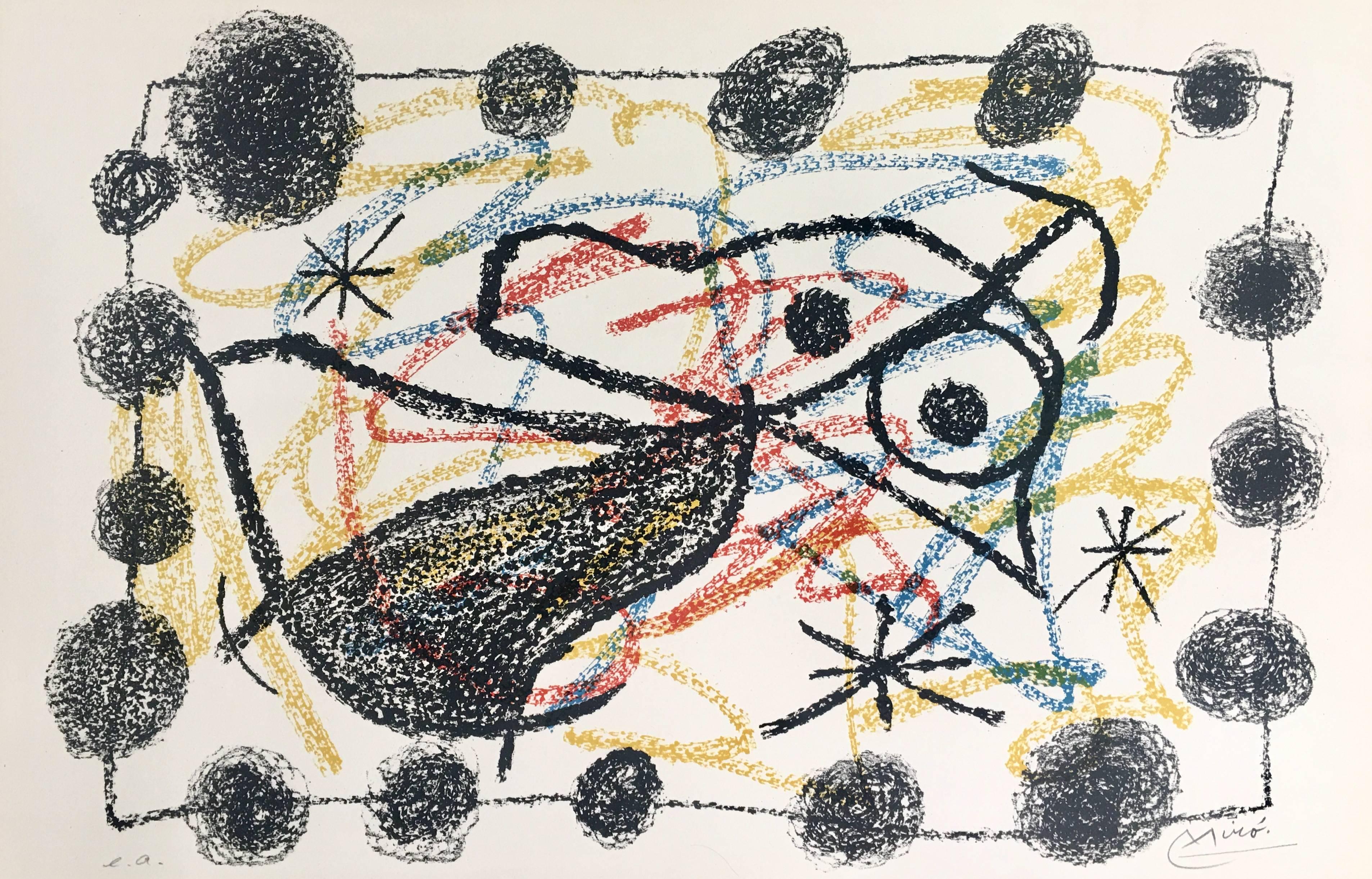 Joan Miró Abstract Print - Joan Miro, Plate 17 from Bouquet de Reves Pour Neila
