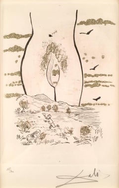 Salvador Dali, A l'eternelle Madame de Les Amours Jaunes, gravure à l'eau-forte, 1974