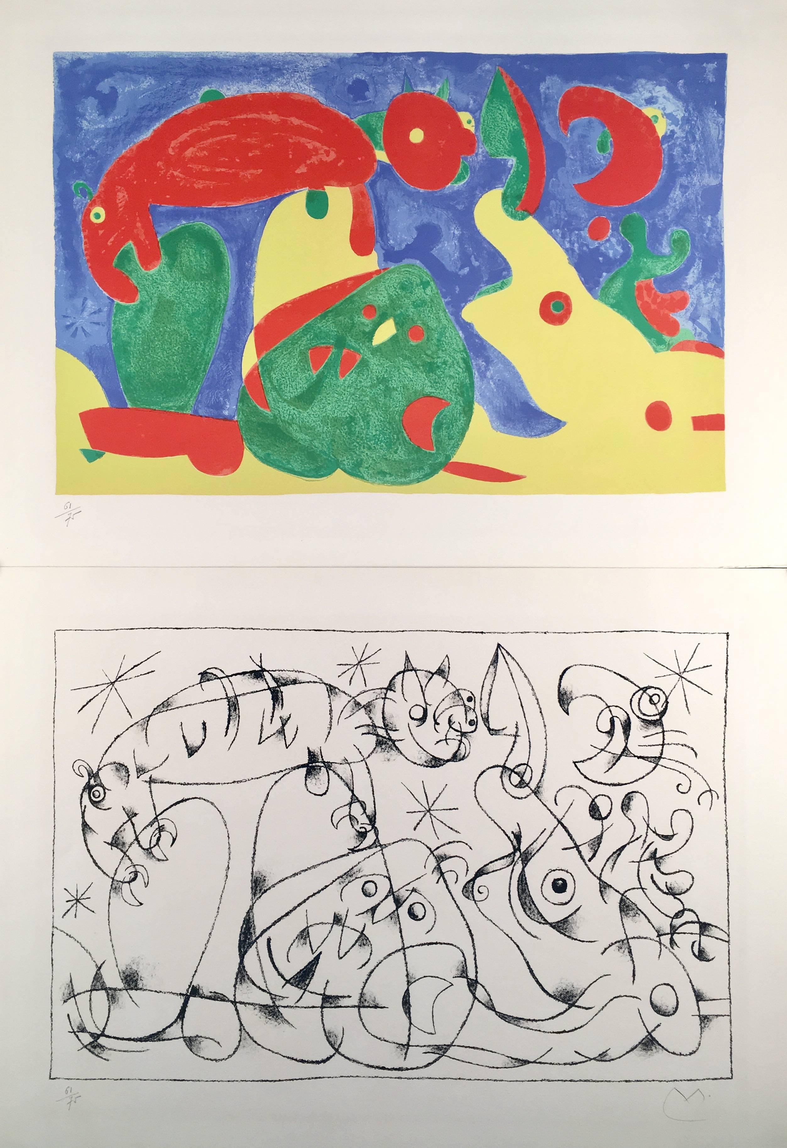 Joan Miró Abstract Print - Joan Miro, Ubu Roi M.490 and M.491 (Diptych)