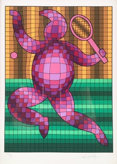Victor Vasarely, "Tennis Player", silkscreen