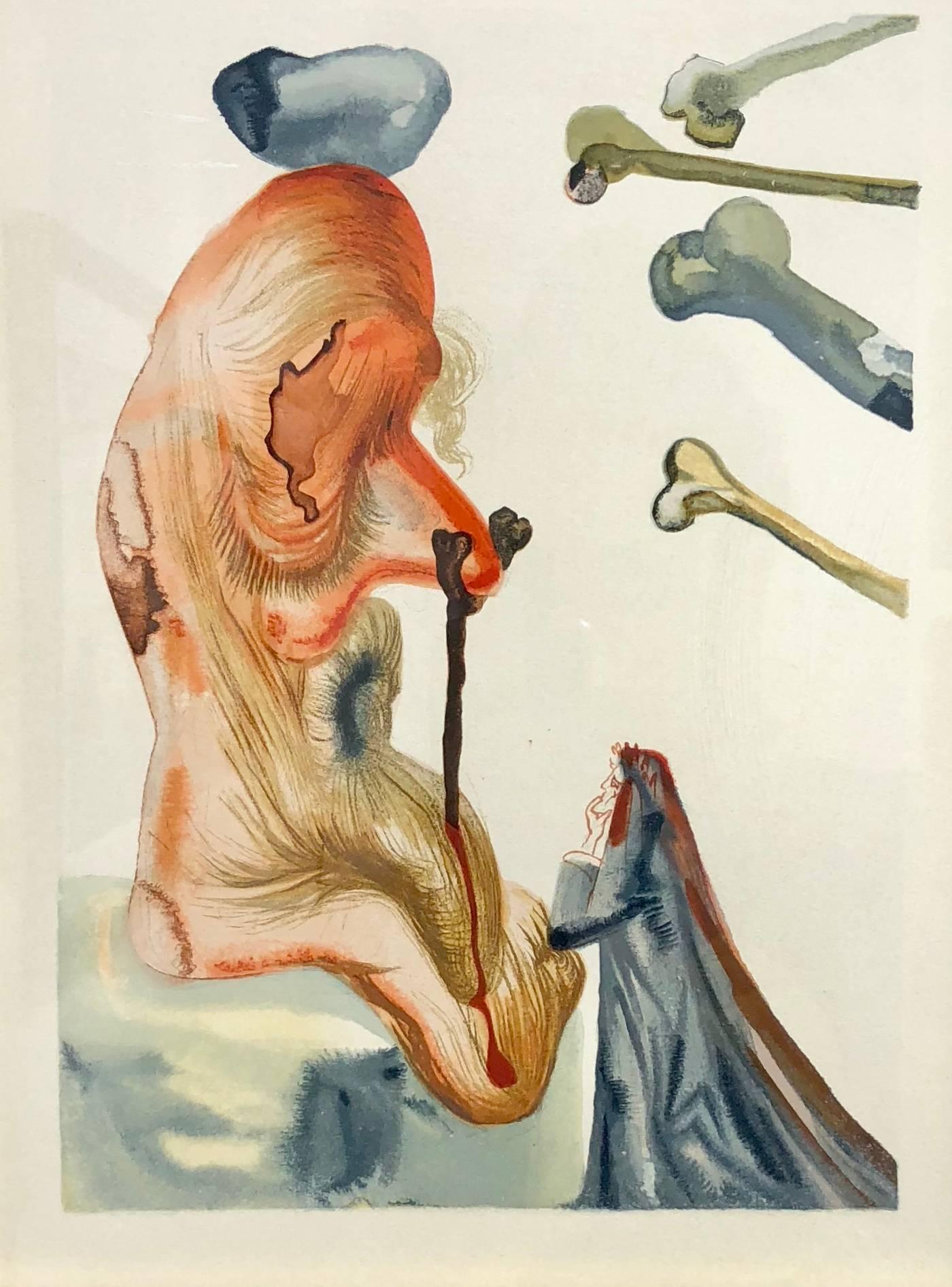 Salvador Dali, Heller Stock 18 aus der Göttlichen Komödie – Print von Salvador Dalí