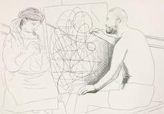 Pablo Picasso, "Peintre et Modele tricotant", Le Chef- d’Œuvre Inconnu, etching