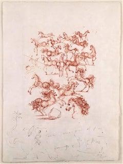Salvador Dalí­, "Les petits chevaux" from Poemes de Mao-tse-toung, mixed media