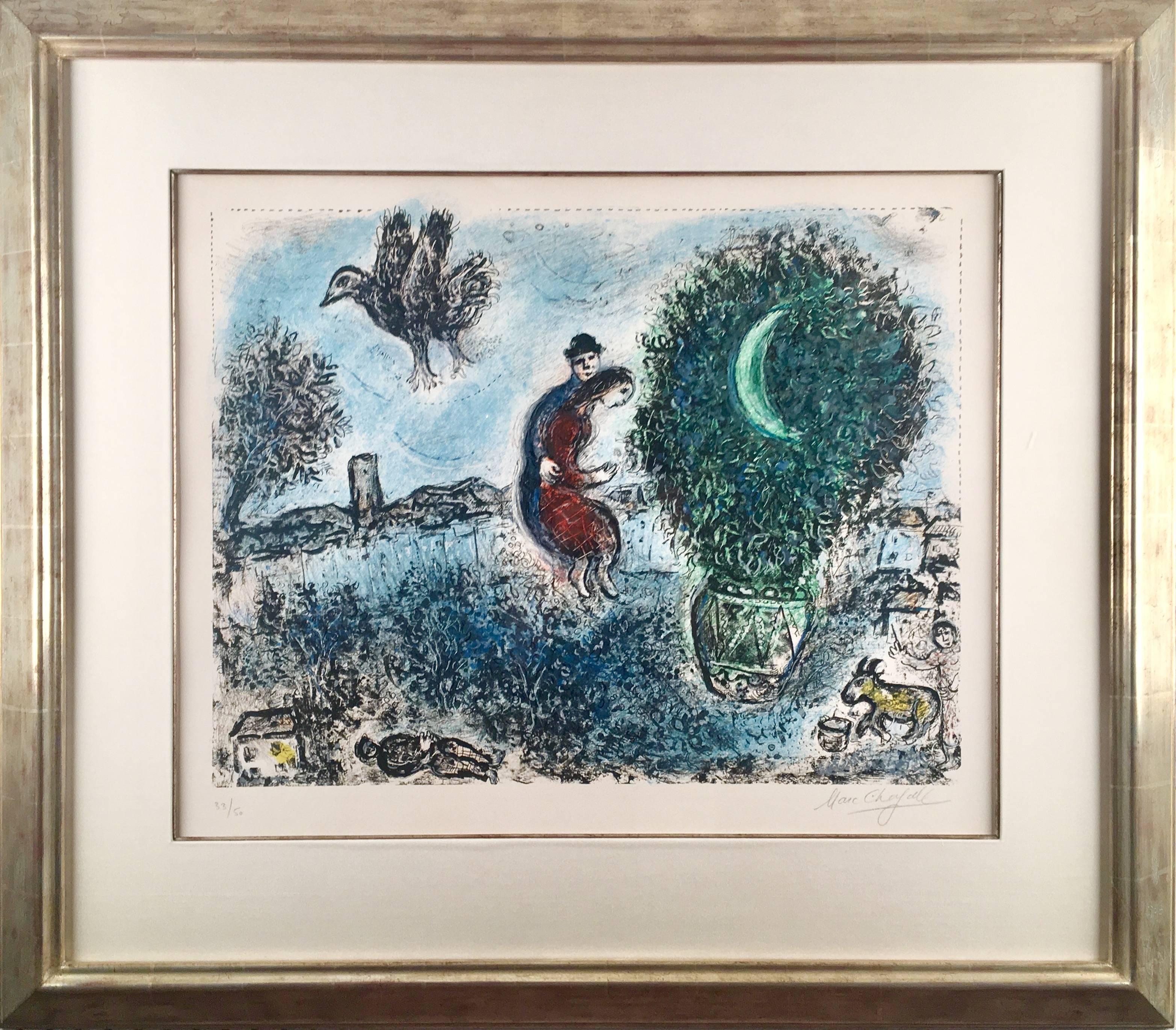 La Lune dans le Bouquet - Print by Marc Chagall