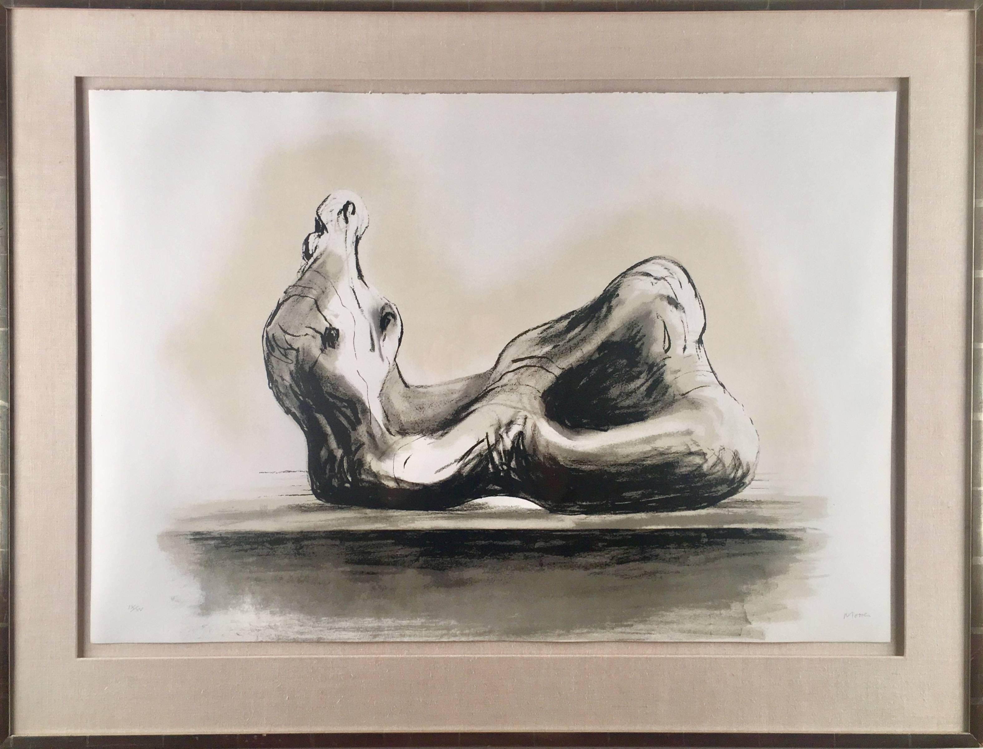 Henry Moore, „Stone Reclining Figure II“, Lithographie in Farbe, von Hand signiert im Angebot 1