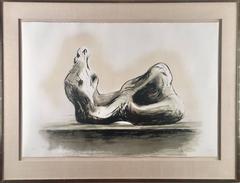 Henry Moore, "Stone Reclining Figure II", lithograph in color, hand signed
