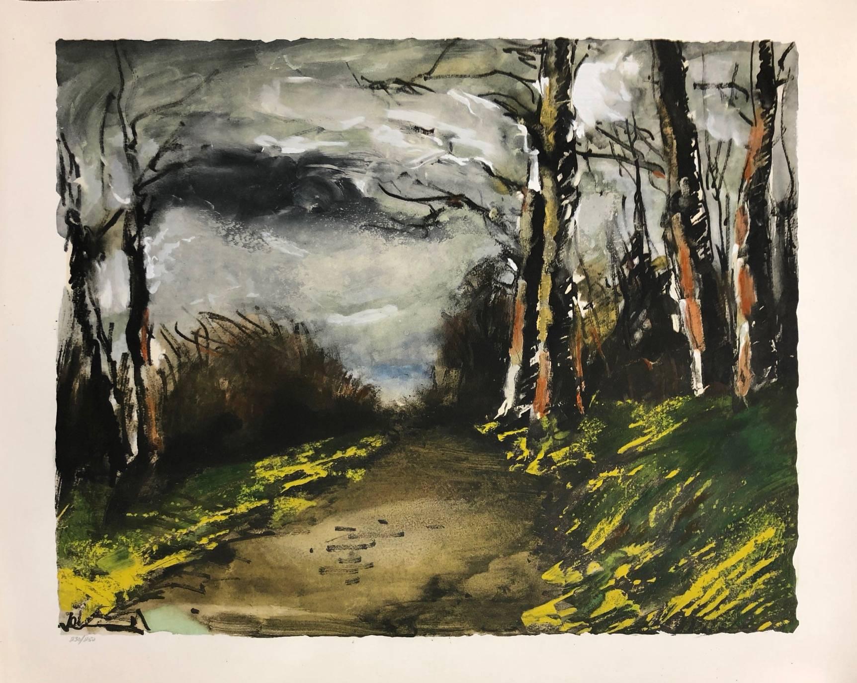 (after) Maurice de Vlaminck Landscape Print - Chemin forestier from Notre Pain Quotidien