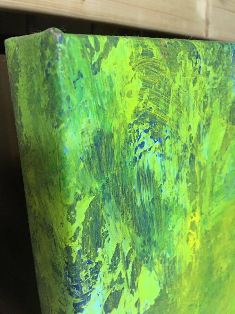 Citron Dream II - Green Abstract Painting by Mirtha Moreno
