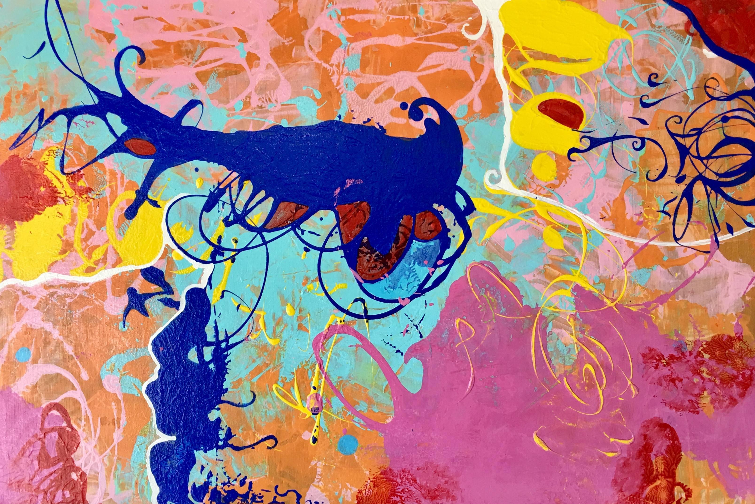 Pittura acrilica intitolata: Galleggianti negli occhi Cobalto - Painting di Mirtha Moreno