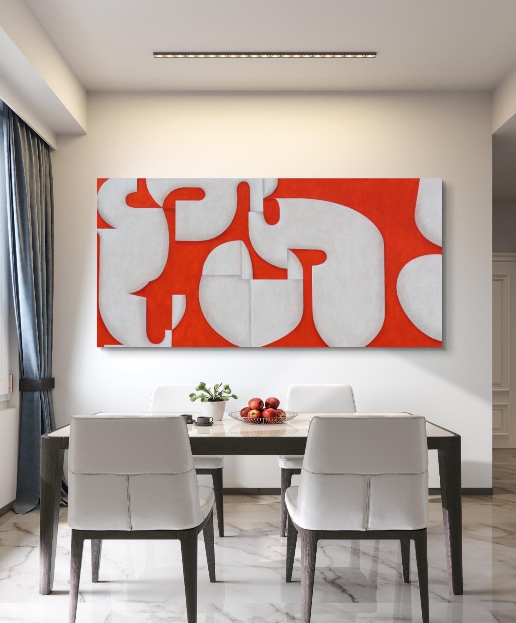 Acrylique sur papier sur toile intitulée : PDP 1419 2024 40 x 80 - Painting de Cecil Touchon