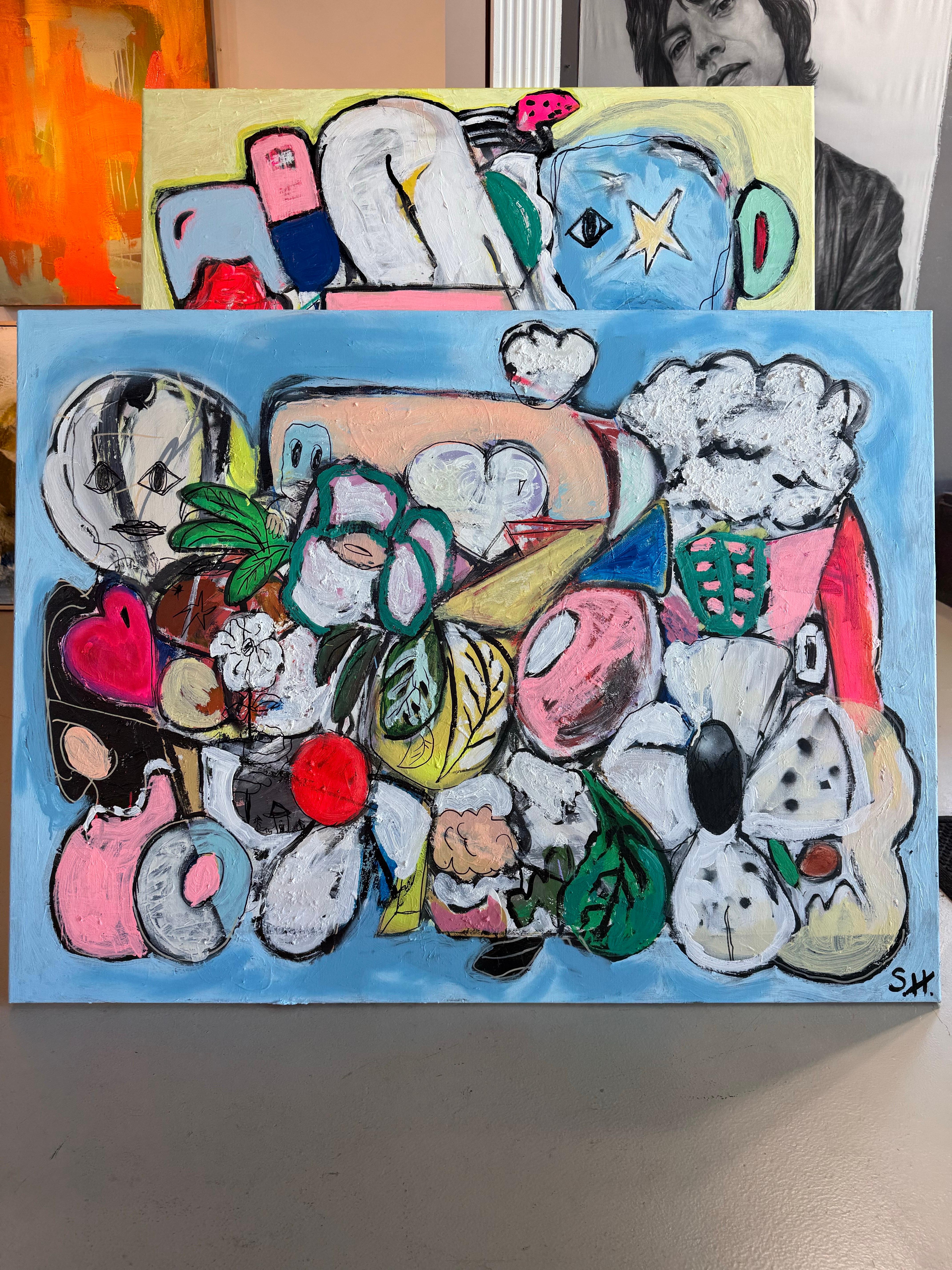 Mixed Media-Gemälde mit dem Titel „Bloom #2“ 36 x 48