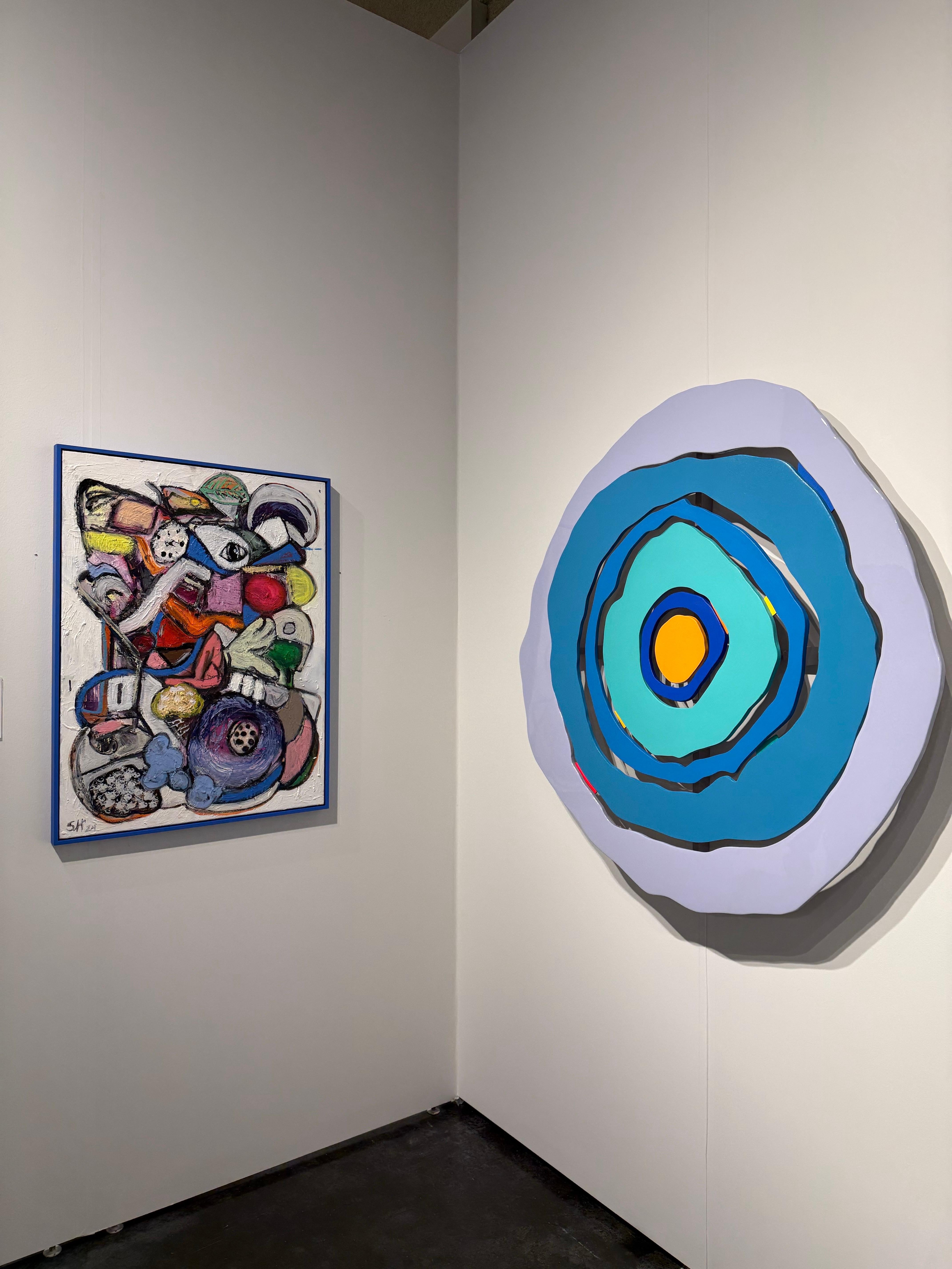 Pittura d'assemblaggio acrilica su Wood intitolata 