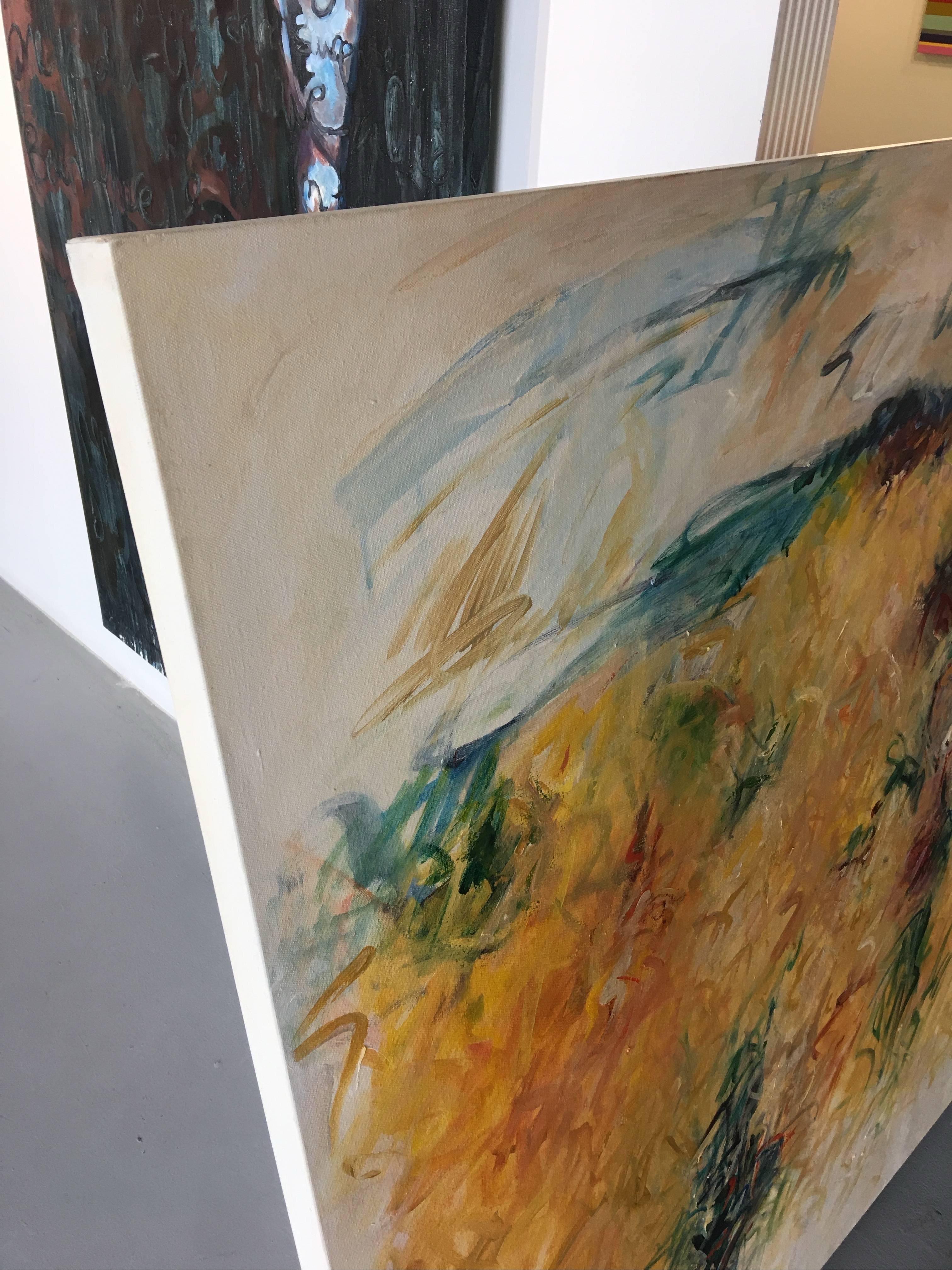 Pintura acrílica sobre lienzo titulada Frenesí en Amarillo en venta 6