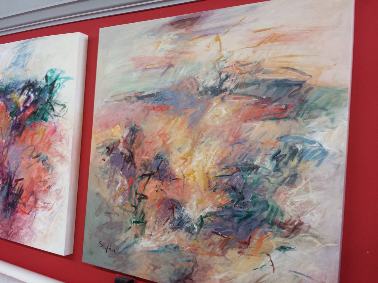 Celebrazione in viola - Abstract Painting Nero di Mary Lou Siefker
