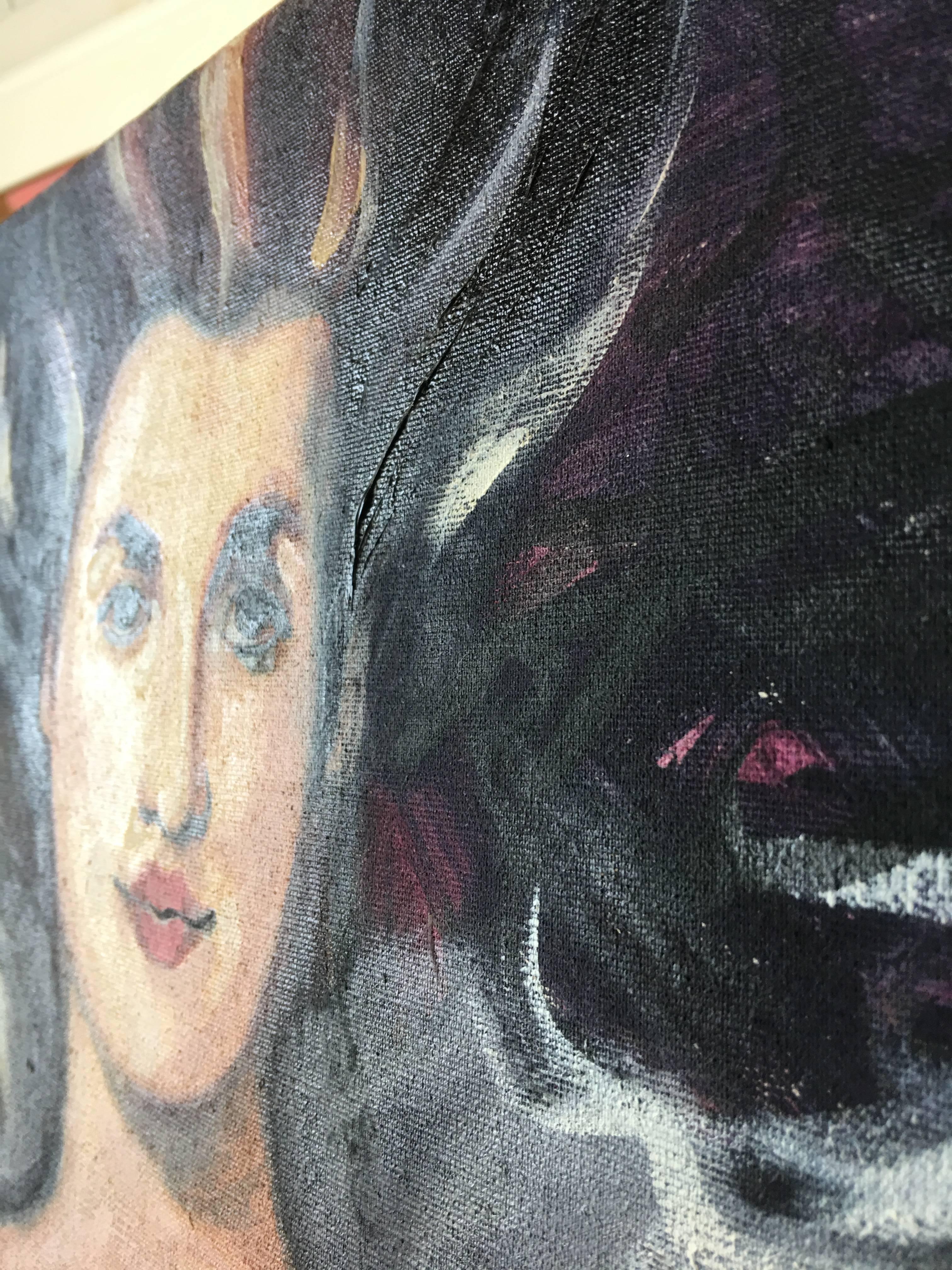 Face riche se reposant - Marron Portrait Painting par Jamnea Jacas