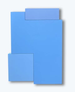 Acrylic on Wood Assemblage Titled: “A.B.C. XII" Blue  32.75 x 46