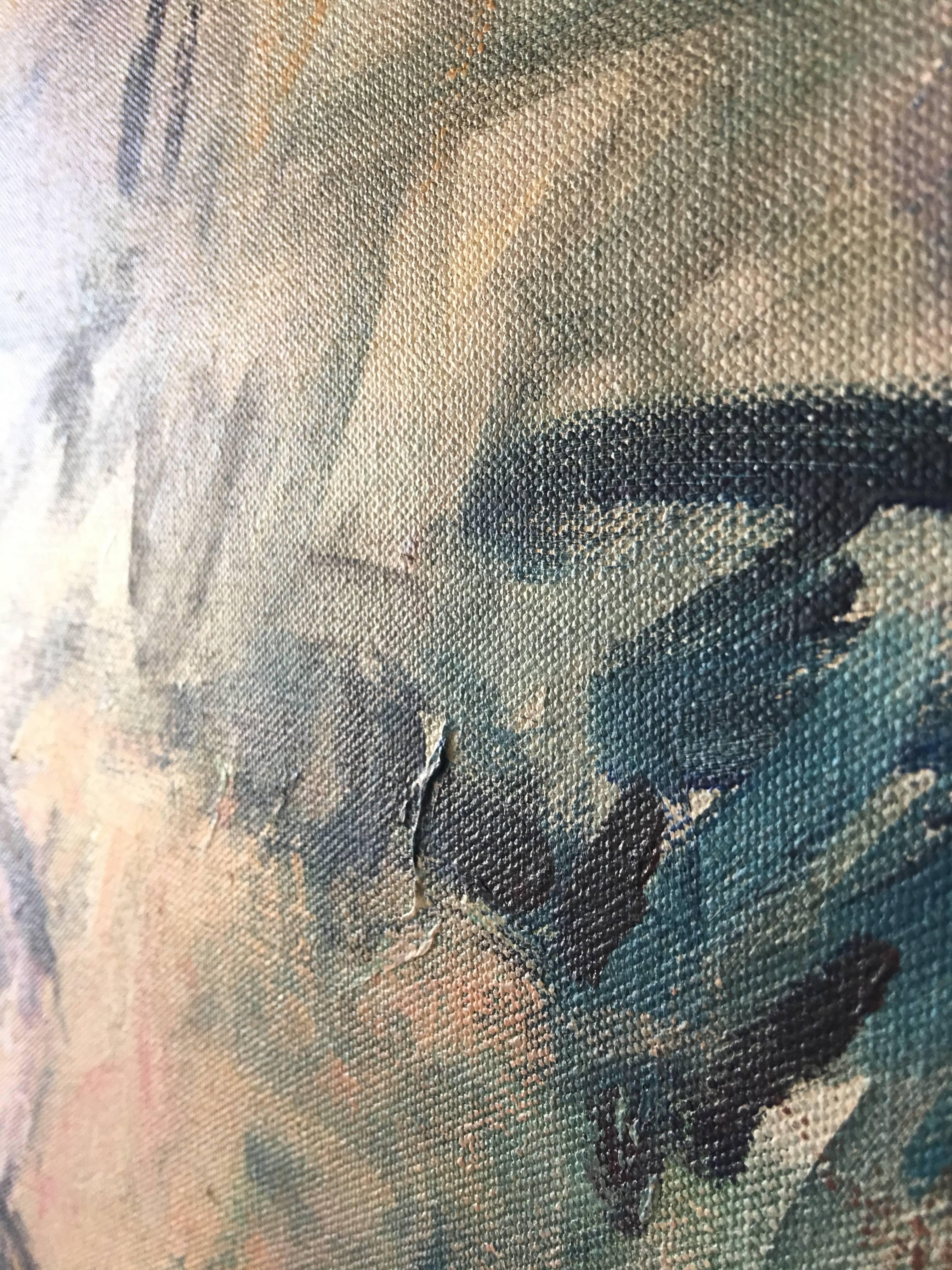 Acrílico sobre lienzo titulado: Bailar con el viento - Abstract Painting Marrón de Mary Lou Siefker