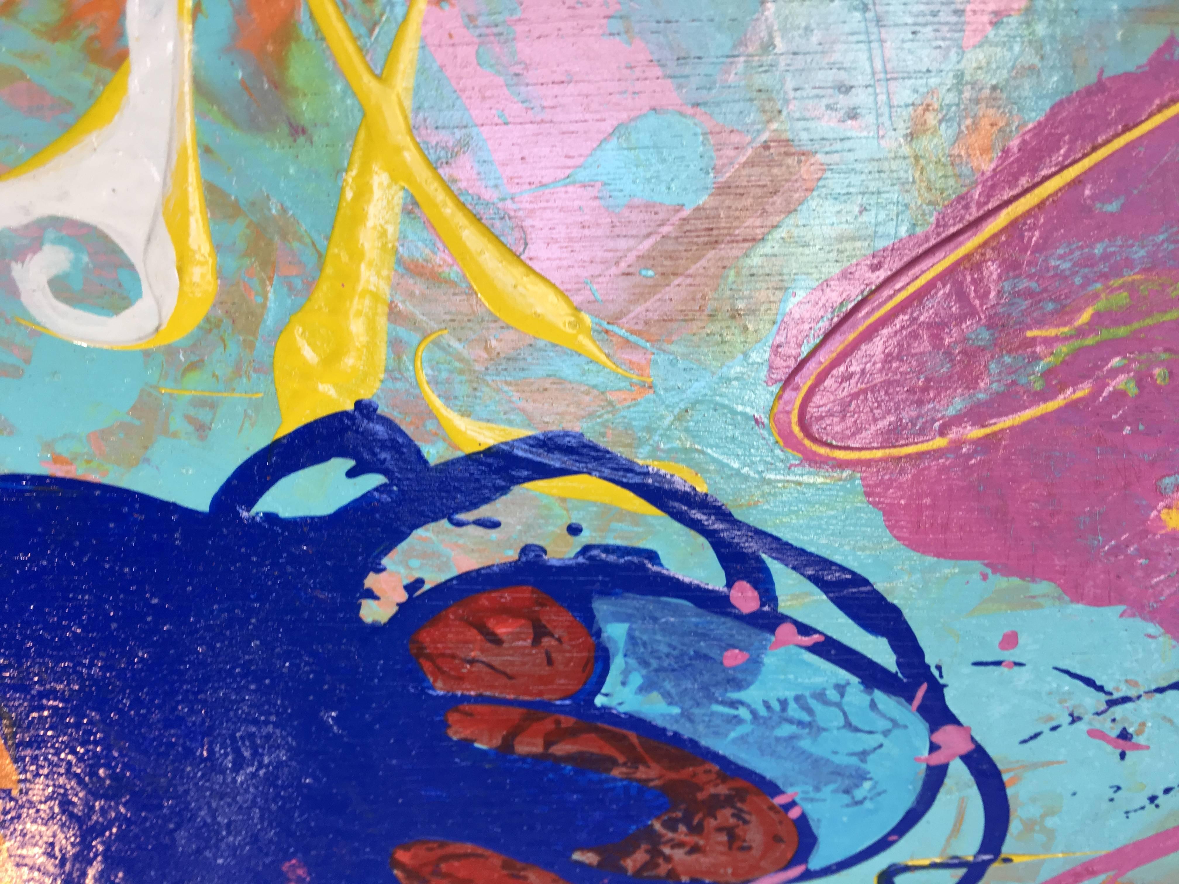 Pittura acrilica intitolata: Galleggianti negli occhi Cobalto in vendita 1