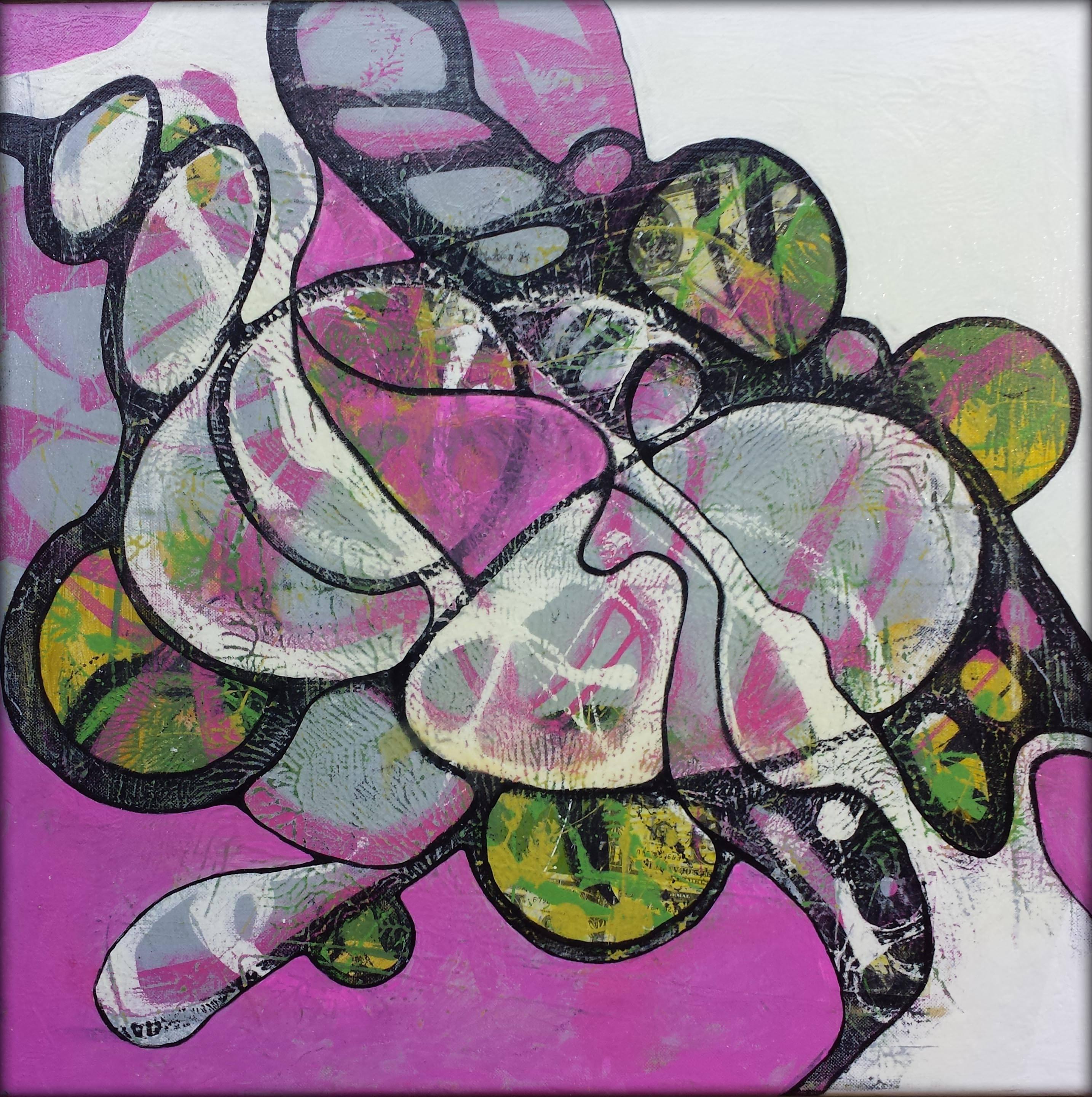 Mirtha Moreno Abstract Painting - Mixed Media on Canvas Titled: Fluidity of Money