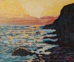 Daybreak On The Ocean - Late 20th Century Impressionist Acrylic Piece by Quirke